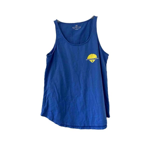 Southern Tide Womens Sleeveless Tank Shirt Top Sz S Blue Yellow Shell Beach - Picture 1 of 10